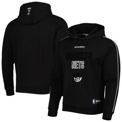 Men's NBA x Hugo Boss Black Brooklyn Nets Team Bounce Tri-Blend Pullover Hoodie