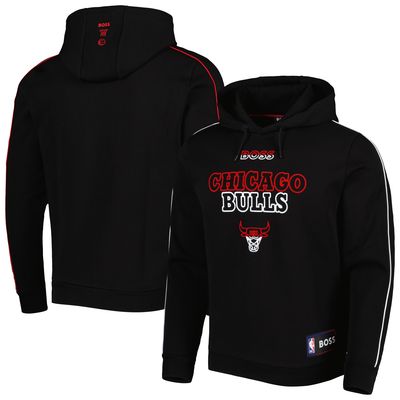 Men's NBA x Hugo Boss Black Chicago Bulls Team Bounce Tri-Blend Pullover Hoodie