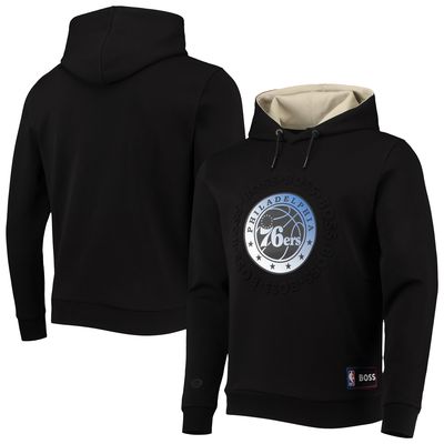 Men's NBA x Hugo Boss Charcoal Philadelphia 76ers Bounce Logo Tri-Blend Pullover Hoodie