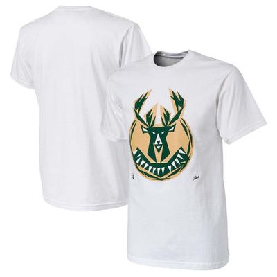 Men's NBA x Naturel White Milwaukee Bucks No Caller ID T-Shirt