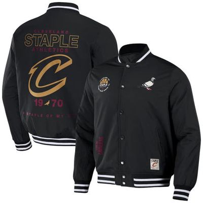 Men's NBA x Staple Black Cleveland Cavaliers My City Full-Snap Varsity Jacket