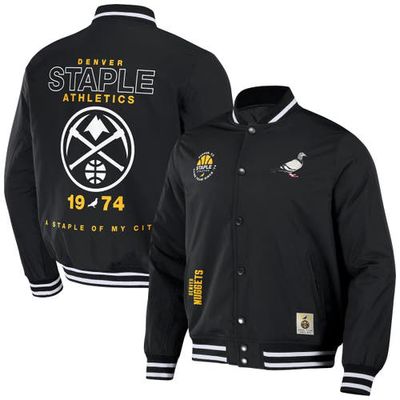 Men's NBA x Staple Black Denver Nuggets My City Full-Snap Varsity Jacket