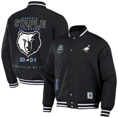 Men's NBA x Staple Black Memphis Grizzlies My City Full-Snap Varsity Jacket