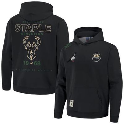 Men's NBA x Staple Black Milwaukee Bucks My City Pullover Hoodie