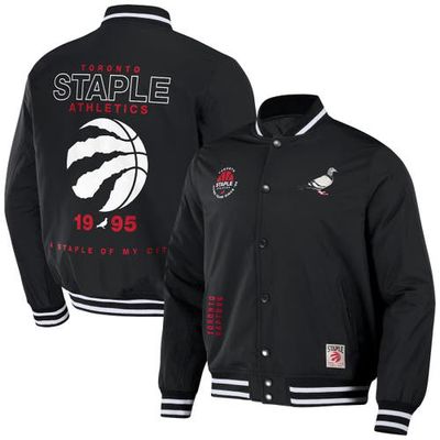 Men's NBA x Staple Black Toronto Raptors My City Full-Snap Varsity Jacket