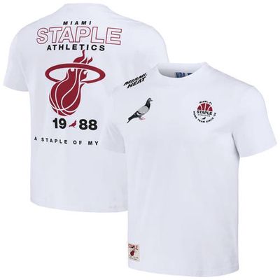 Men's NBA x Staple Cream Miami Heat Home Team T-Shirt in White