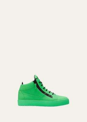 Men's Neon Leather High-Top Sneakers