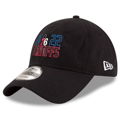 Men's New Era Black Philadelphia 76ers 2022 NBA Playoffs Bubble Letter 9TWENTY Adjustable Hat