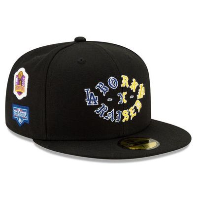 Men's New Era Born x Raised Black Los Angeles 2020 Dual Champions 59FIFTY Fitted Hat