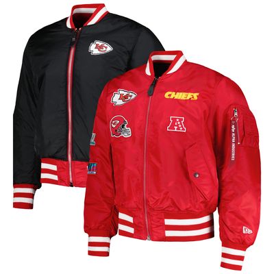 Men's New Era x Alpha Industries Red Kansas City Chiefs Reversible Full-Zip Bomber Jacket