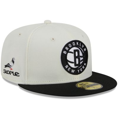 Men's New Era x Staple Cream/Black Brooklyn Nets NBA x Staple Two-Tone 59FIFTY Fitted Hat