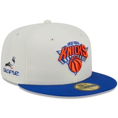 Men's New Era x Staple Cream/Blue New York Knicks NBA x Staple Two-Tone 59FIFTY Fitted Hat