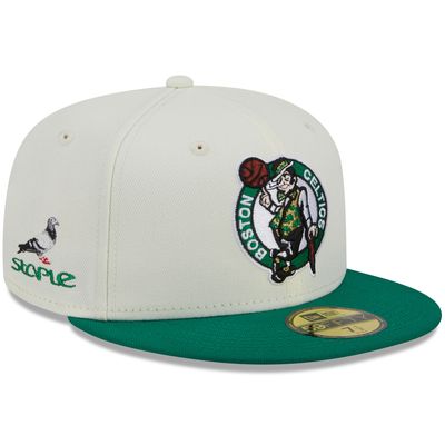Men's New Era x Staple Cream/Kelly Green Boston Celtics NBA x Staple Two-Tone 59FIFTY Fitted Hat