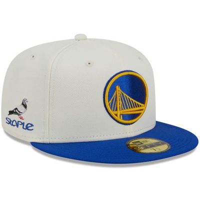 Men's New Era x Staple Cream/Royal Golden State Warriors NBA x Staple Two-Tone 59FIFTY Fitted Hat