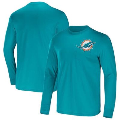 Men's NFL x Darius Rucker Collection by Fanatics Aqua Miami Dolphins Team Long Sleeve T-Shirt