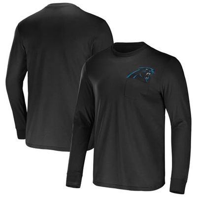 Men's NFL x Darius Rucker Collection by Fanatics Black Carolina Panthers Team Long Sleeve Pocket T-Shirt in Navy