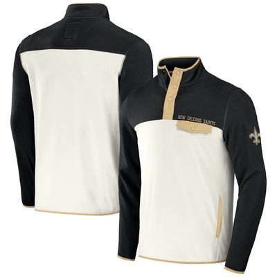 Men's NFL x Darius Rucker Collection by Fanatics Black/Cream New Orleans Saints Micro Fleece Quarter-Snap Jacket