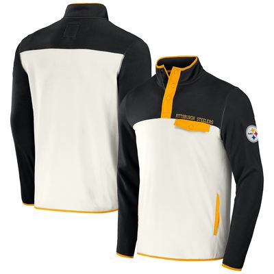 Men's NFL x Darius Rucker Collection by Fanatics Black/Cream Pittsburgh Steelers Micro Fleece Quarter-Snap Jacket