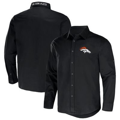 Men's NFL x Darius Rucker Collection by Fanatics Black Denver Broncos Convertible Twill Long Sleeve Button-Up Shirt