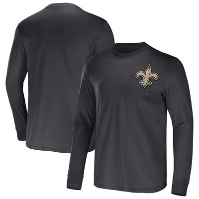 Men's NFL x Darius Rucker Collection by Fanatics Black New Orleans Saints Team Long Sleeve Pocket T-Shirt