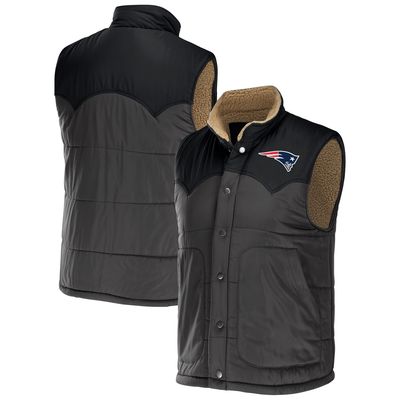 Men's NFL x Darius Rucker Collection by Fanatics Charcoal New England Patriots Two-Tone Sherpa Button-Up Vest