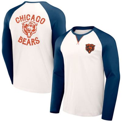 Men's NFL x Darius Rucker Collection by Fanatics Cream/Navy Chicago Bears Long Sleeve Raglan T-Shirt
