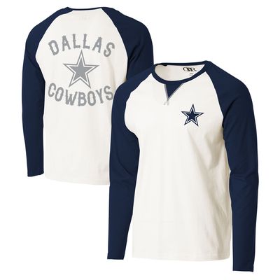 Men's NFL x Darius Rucker Collection by Fanatics Cream/Navy Dallas Cowboys Long Sleeve Raglan T-Shirt