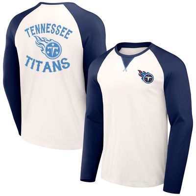 Men's NFL x Darius Rucker Collection by Fanatics Cream/Navy Tennessee Titans Long Sleeve Raglan T-Shirt