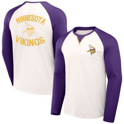 Men's NFL x Darius Rucker Collection by Fanatics Cream/Purple Minnesota Vikings Long Sleeve Raglan T-Shirt