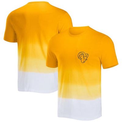 Men's NFL x Darius Rucker Collection by Fanatics Gold/White Los Angeles Rams Dip Dye Pocket T-Shirt in Yellow