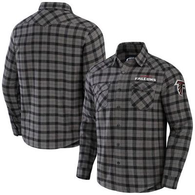 Men's NFL x Darius Rucker Collection by Fanatics Gray Atlanta Falcons Flannel Long Sleeve Button-Up Shirt