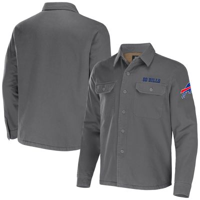 Men's NFL x Darius Rucker Collection by Fanatics Gray Buffalo Bills Canvas Button-Up Shirt Jacket