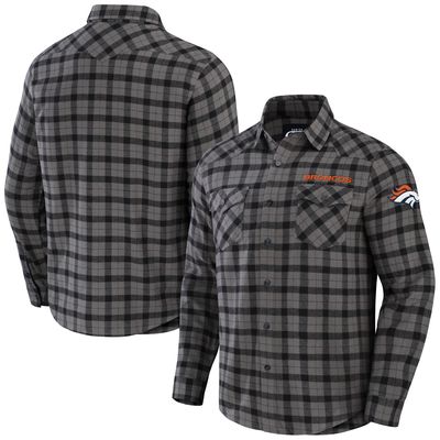 Men's NFL x Darius Rucker Collection by Fanatics Gray Denver Broncos Flannel Long Sleeve Button-Up Shirt