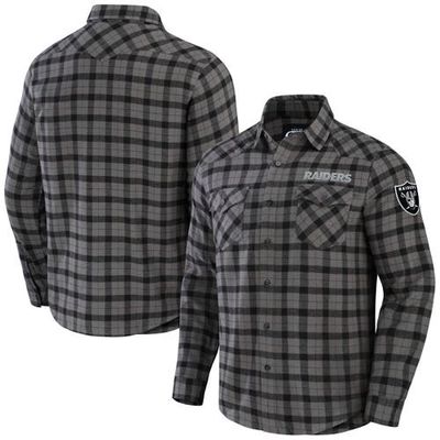 Men's NFL x Darius Rucker Collection by Fanatics Gray Las Vegas Raiders Flannel Long Sleeve Button-Up Shirt