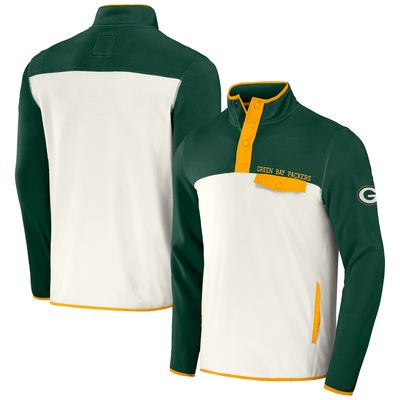 Men's NFL x Darius Rucker Collection by Fanatics Green/Cream Green Bay Packers Micro Fleece Quarter-Snap Jacket