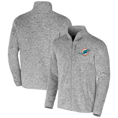Men's NFL x Darius Rucker Collection by Fanatics Heather Gray Miami Dolphins Fleece Full-Zip Jacket