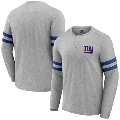 Men's NFL x Darius Rucker Collection by Fanatics Heather Gray New York Giants Henley Long Sleeve T-Shirt