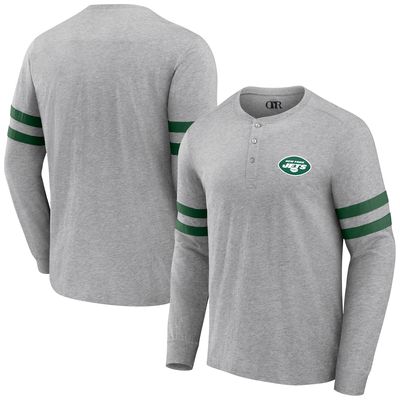 Men's NFL x Darius Rucker Collection by Fanatics Heather Gray New York Jets Henley Long Sleeve T-Shirt