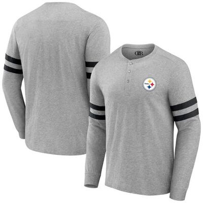 Men's NFL x Darius Rucker Collection by Fanatics Heather Gray Pittsburgh Steelers Henley Long Sleeve T-Shirt