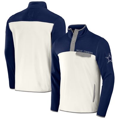 Men's NFL x Darius Rucker Collection by Fanatics Navy/Cream Dallas Cowboys Micro Fleece Quarter-Snap Jacket