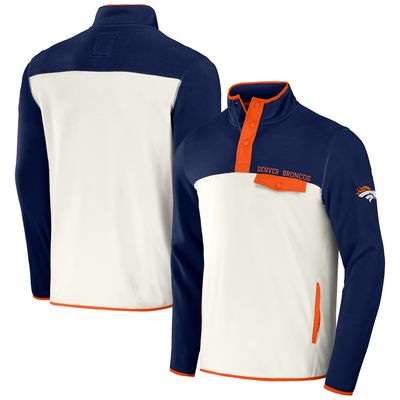 Men's NFL x Darius Rucker Collection by Fanatics Navy/Cream Denver Broncos Micro Fleece Quarter-Snap Jacket