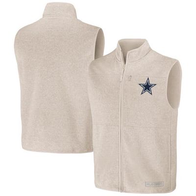 Men's NFL x Darius Rucker Collection by Fanatics Oatmeal Dallas Cowboys Full-Zip Sweater Vest