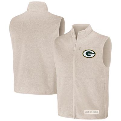 Men's NFL x Darius Rucker Collection by Fanatics Oatmeal Green Bay Packers Full-Zip Sweater Vest