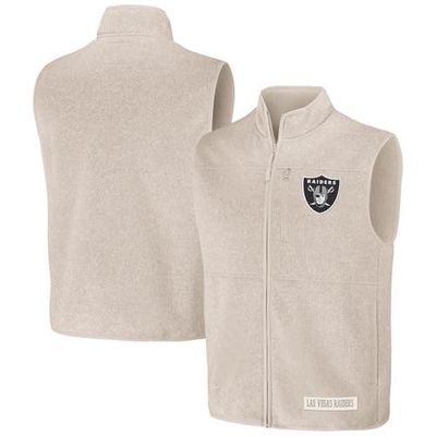 Men's NFL x Darius Rucker Collection by Fanatics Oatmeal Las Vegas Raiders Full-Zip Sweater Vest