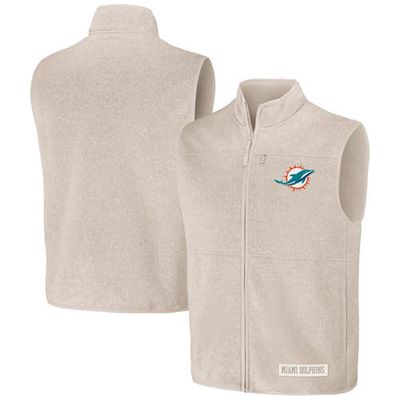 Men's NFL x Darius Rucker Collection by Fanatics Oatmeal Miami Dolphins Full-Zip Sweater Vest