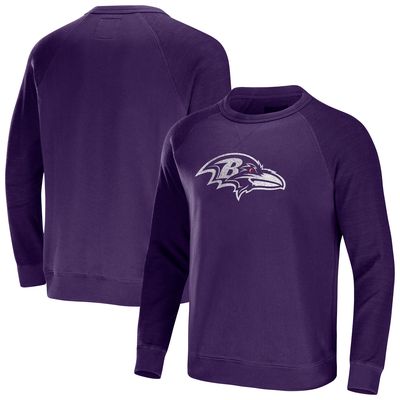 Men's NFL x Darius Rucker Collection by Fanatics Purple Baltimore Ravens Distressed Lightweight Pullover Sweatshirt