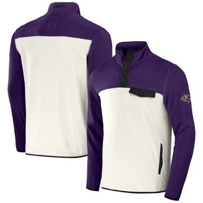 Men's NFL x Darius Rucker Collection by Fanatics Purple/Cream Baltimore Ravens Micro Fleece Quarter-Snap Jacket