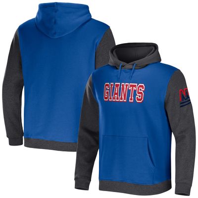 Men's NFL x Darius Rucker Collection by Fanatics Royal/Charcoal New York Giants Colorblock Pullover Hoodie