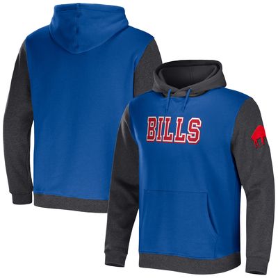 Men's NFL x Darius Rucker Collection by Fanatics Royal/Heather Charcoal Buffalo Bills Colorblock Pullover Hoodie