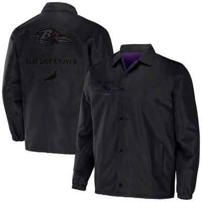 Men's NFL x Staple Black Baltimore Ravens Coaches Full-Snap Jacket